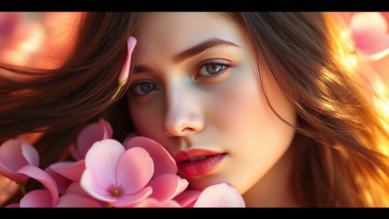 Beautiful young woman with petals — beautiful girls shayari
